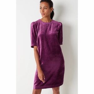 J. Jill Purple Sugarbeet Velvet Puff Sleeve Shift Dress Size XL Tall